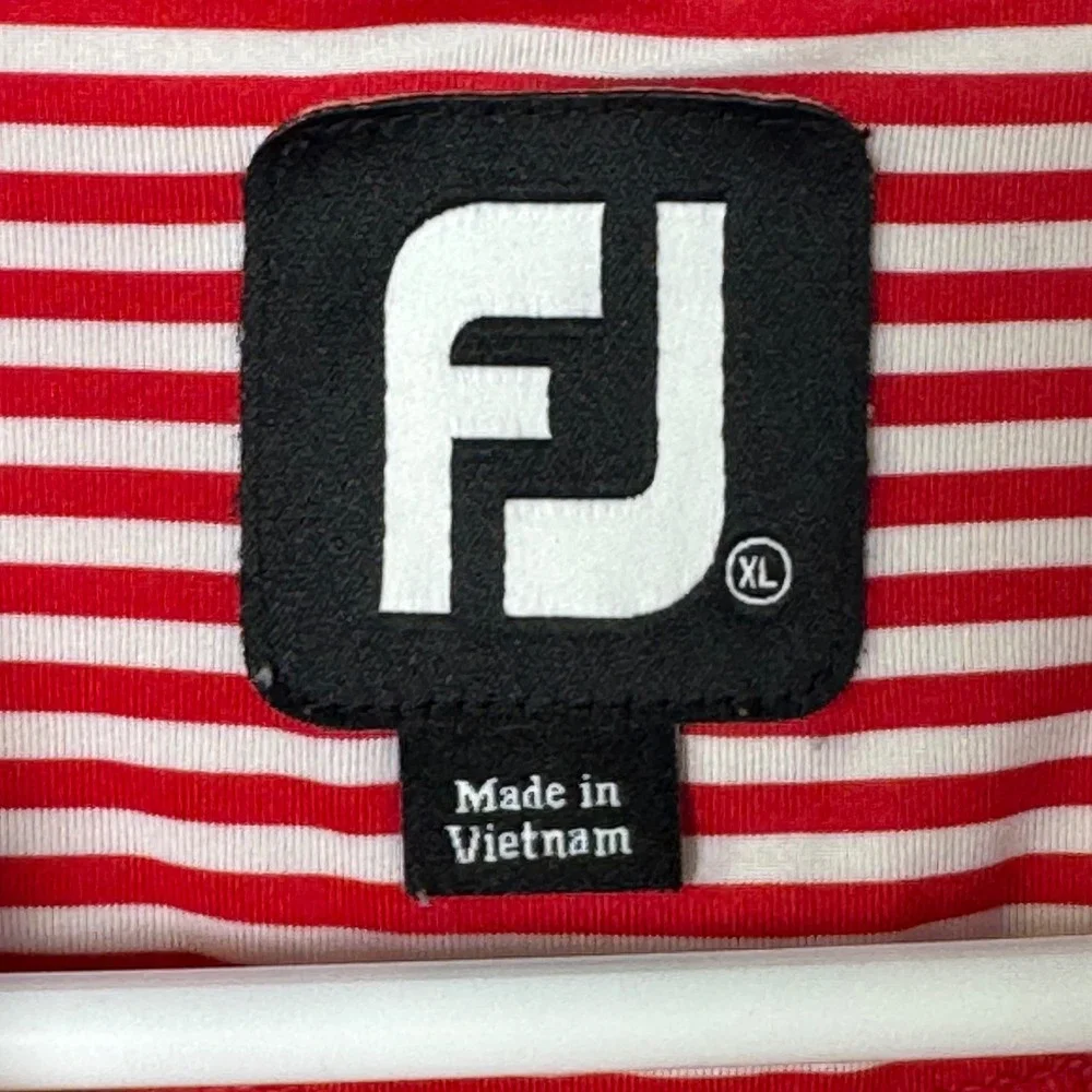 FootJoy‎ FJ Golf Polo Shirt XL Red White Stripe Short Sleeve Performance 1916